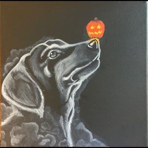Halloween Dog Painting 8x8 🎃